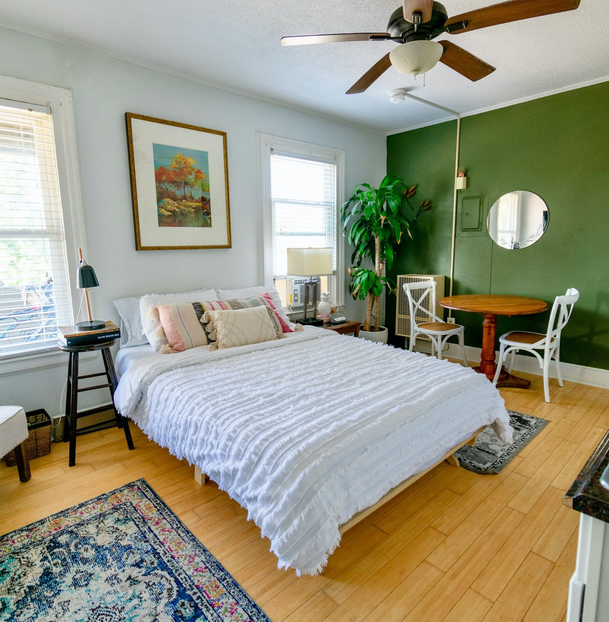 white bed linen on bed