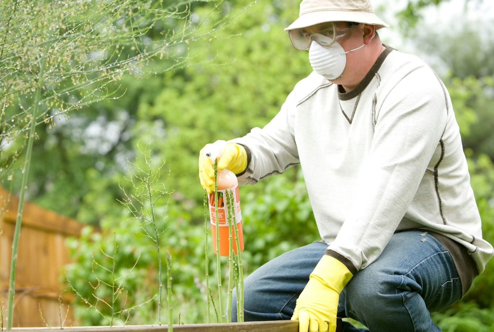 man in white long sleeve shirt and blue denim jeans sitting on brown wooden fence during